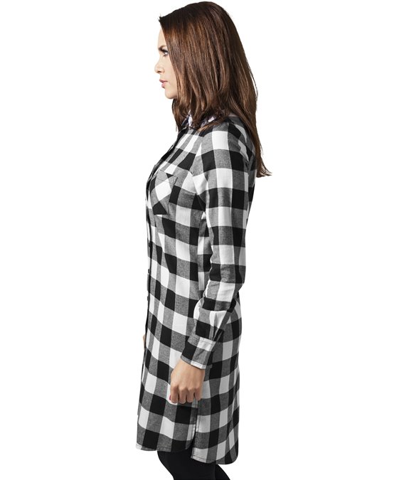 Ladies Checked Flanell Shirt White Black 2